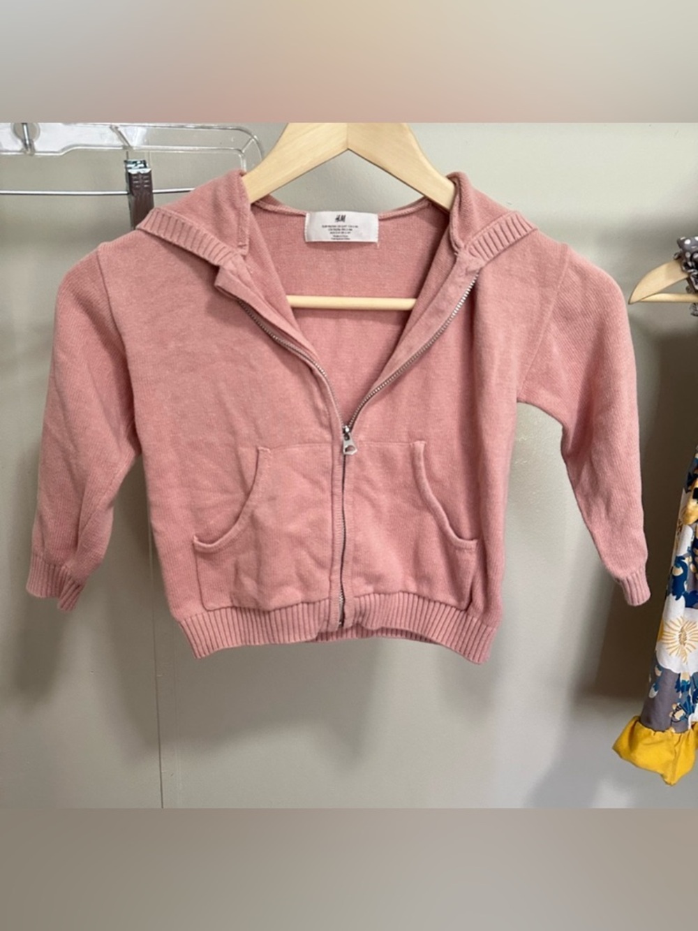 Lightweight Pink Knit Zip Up Hooded Jacket size 3/4T